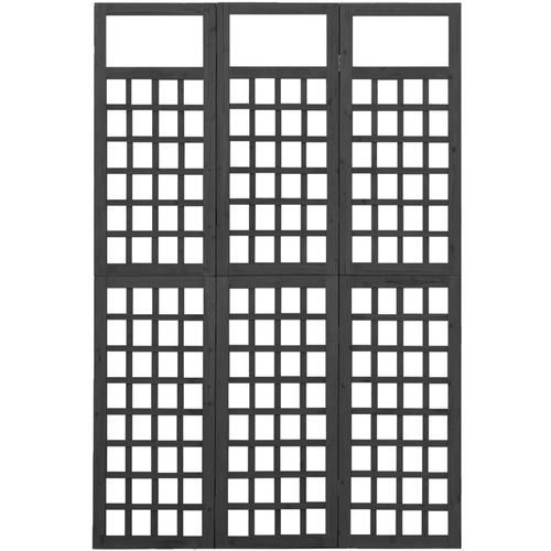 Sobna pregrada / rešetka s 3 panela od jelovine 121x180 cm crna slika 3