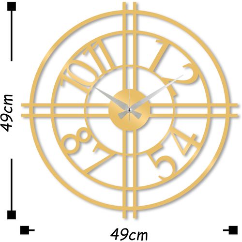 Wallity Ukrasni metalni zidni sat, Metal Wall Clock 33 - Gold slika 3