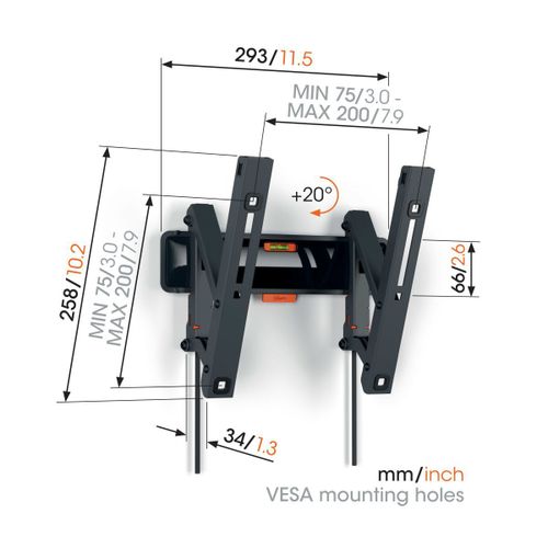 Vogels TVM3213, zidni nosač za ekrane od 19"-43", nagib do 20°, 15kg slika 2