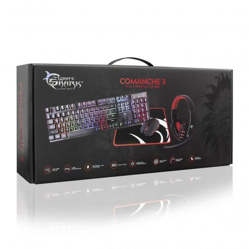 White Shark  KEYBOARD + MOUSE + MOUSE PAD  +HEADSET GC-4104 COMANCHE-3 - 4in1 / BLG slika 1