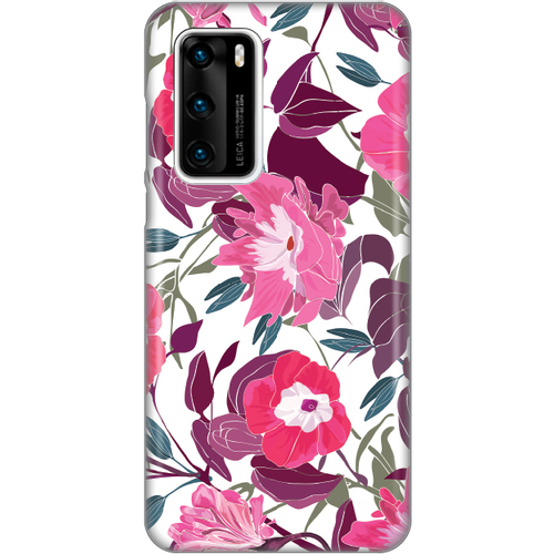 Torbica Silikonska Print za Huawei P40 Pink Flowers slika 1