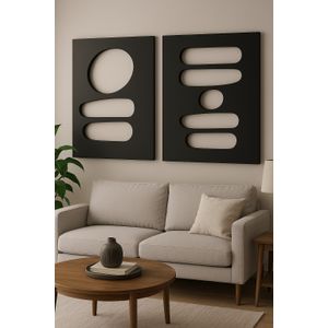 Dekorativna MDF slika (2 komada) Hhloyma00002 - 40 x 60, boja: crna