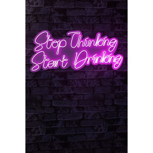 Wallity Ukrasna plastična LED rasvjeta, Stop Thinking Start Drinking - Pink slika 2