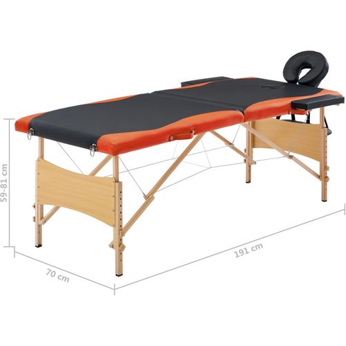 Sklopivi masažni stol s 2 zone drveni crno-narančasti slika 9
