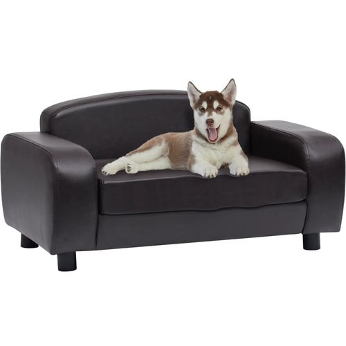 Sofa za pse smeđa 80 x 50 x 40 cm od umjetne kože slika 19