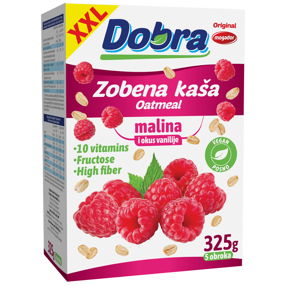 Zobena kaša malina & vanilija 325g XXL slika 1