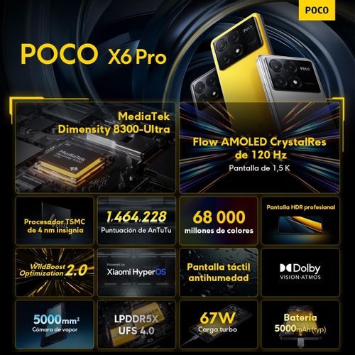 POCO X6 Pro 5G Smartphone 8/256GB, Žuta, Vegan Leather slika 6