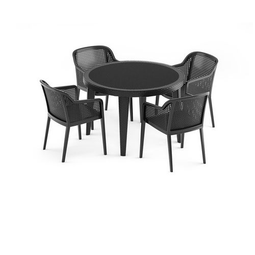 Tilia Garnitura Octa, sto i 4 stolice,   Fi 110 Crna slika 1