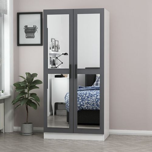 Woody Fashion Garderoba, Kale Mirror Anthracite White - 190 slika 3