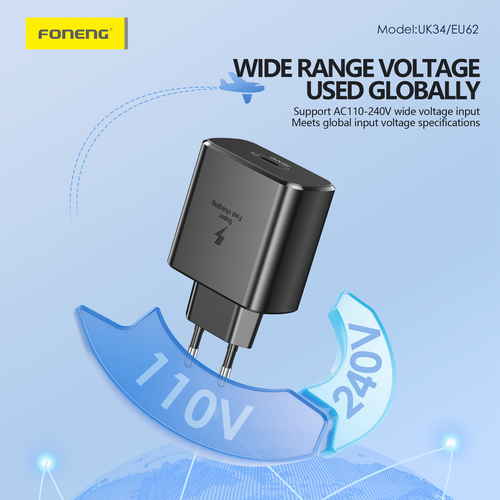 Foneng EU62 GaN zidni punjač - Type-C - PD 45 W - crni slika 3