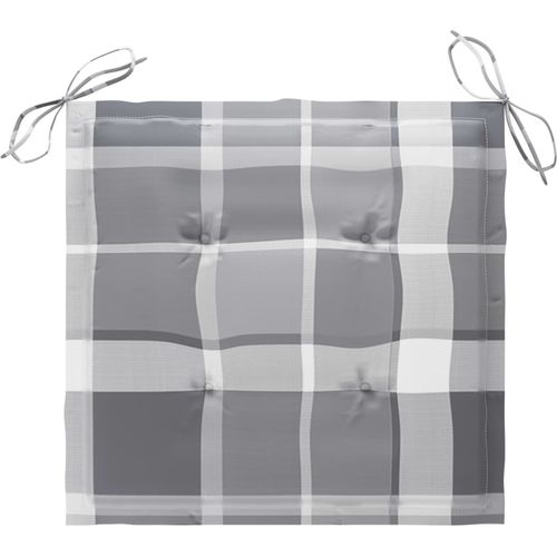 Stolica za ljuljanje sa sivim kariranim jastukom od tikovine slika 6
