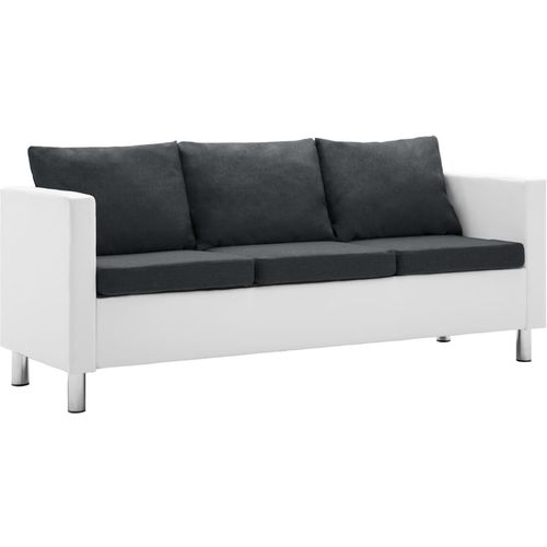 2-dijelni set sofa od umjetne kože bijeli i tamnosivi slika 17