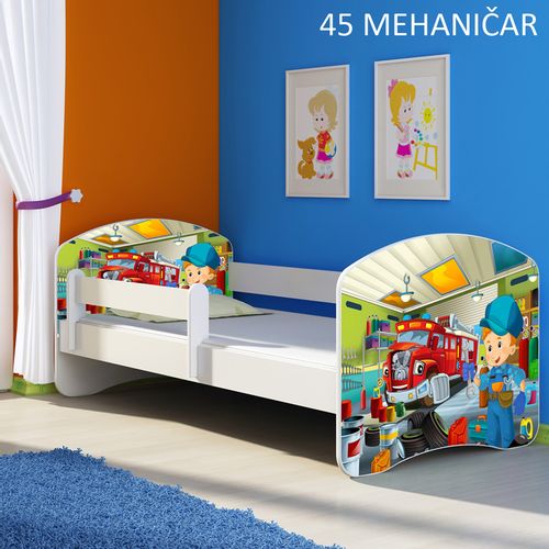 Dječji krevet ACMA s motivom, bočna bijela 180x80 cm 45-mehanicar slika 1