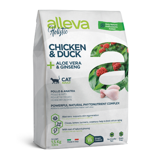 Alleva Holistic Adult Cat Chicken &amp; Duck + Aloe Vera &amp; Ginseng 10 kg slika 1