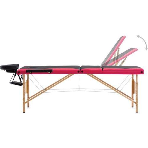Sklopivi masažni stol s 3 zone drveni crno-ružičasti slika 20