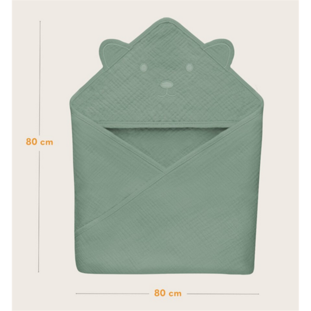 Lionelo Peškir za bebe sa kapuljačom Muslin 80x80cm, Green Forest slika 8