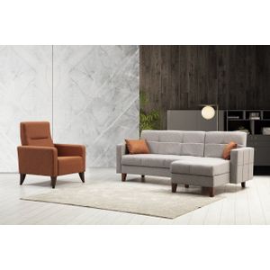Polya L - Light Grey Light Grey Sofa Set