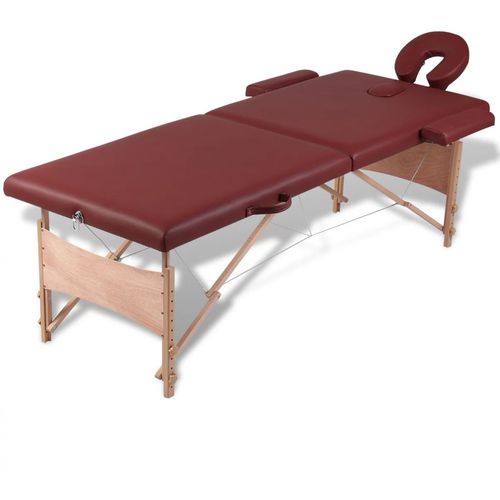 Sklopivi stol za masažu s drvenim okvirom dvodijelni crveni slika 24