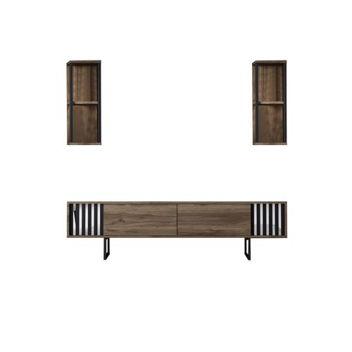 Woody Fashion Komoda za TV, Chrome Line - Walnut, Black slika 7