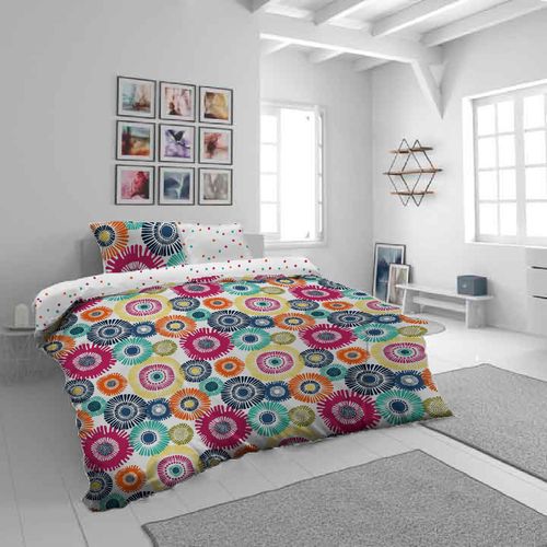 Pamučna posteljina Svilanit Colored circle lila MC 140x200 50x70 cm slika 5