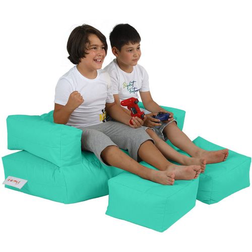 Atelier Del Sofa Vreća za sjedenje, Kids Double Seat Pouf - Turquoise slika 3