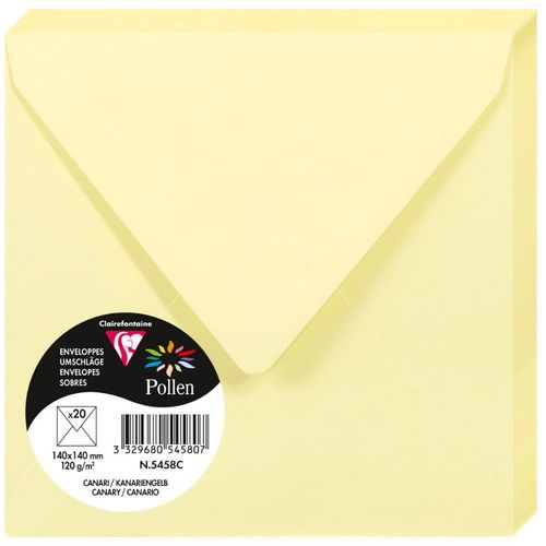 Clairefontaine kuverte Pollen 140x140mm 120gr canary 1/20 slika 1