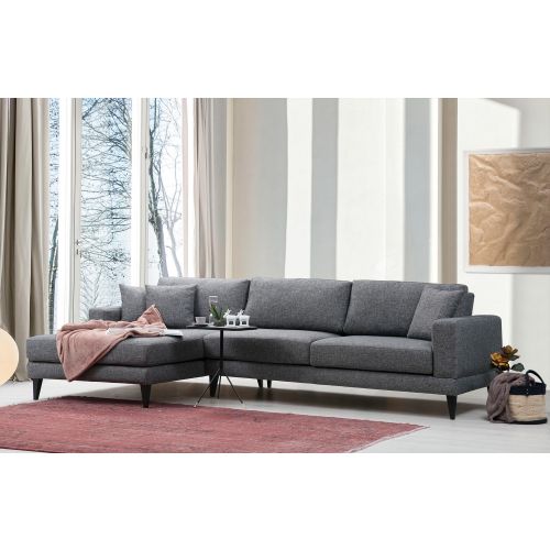 Atelier Del Sofa Kutna garnitura na razvlačenje, Tamno siva, Nordic Corner Left (Chl+3R) slika 1