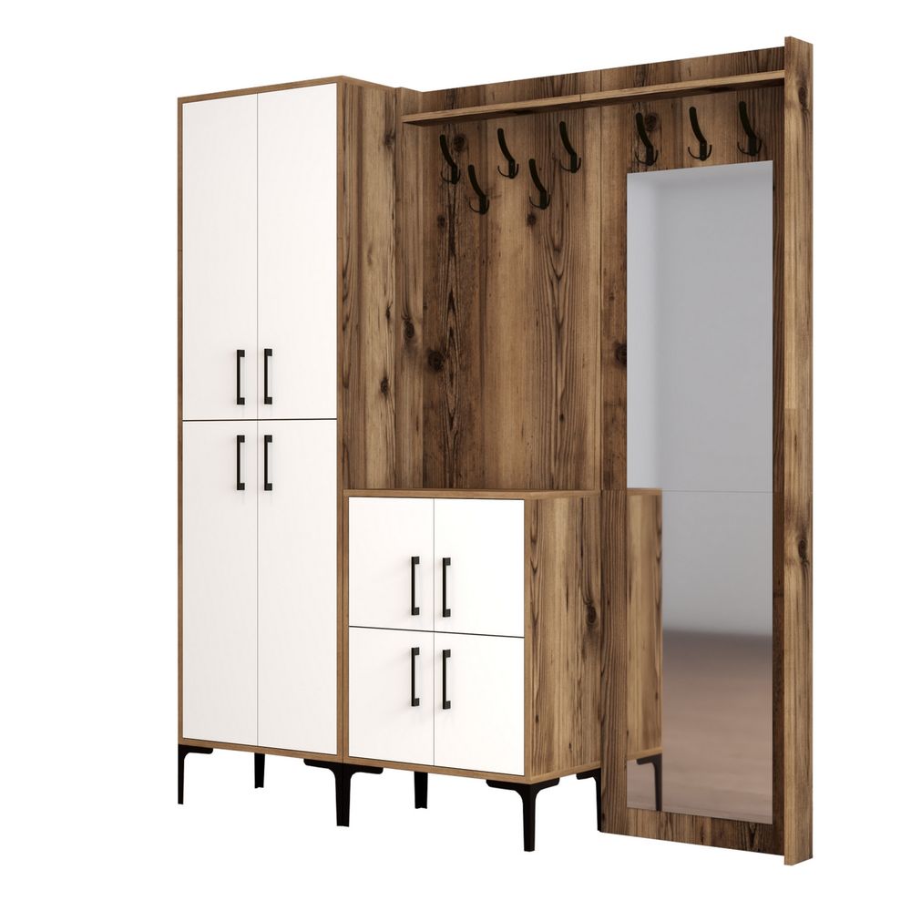 Hall stand Berlin ABC - Ormar u boji orah i bijela slika 5