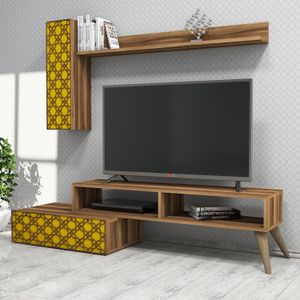 TV komoda Planet u orah i žutoj boji