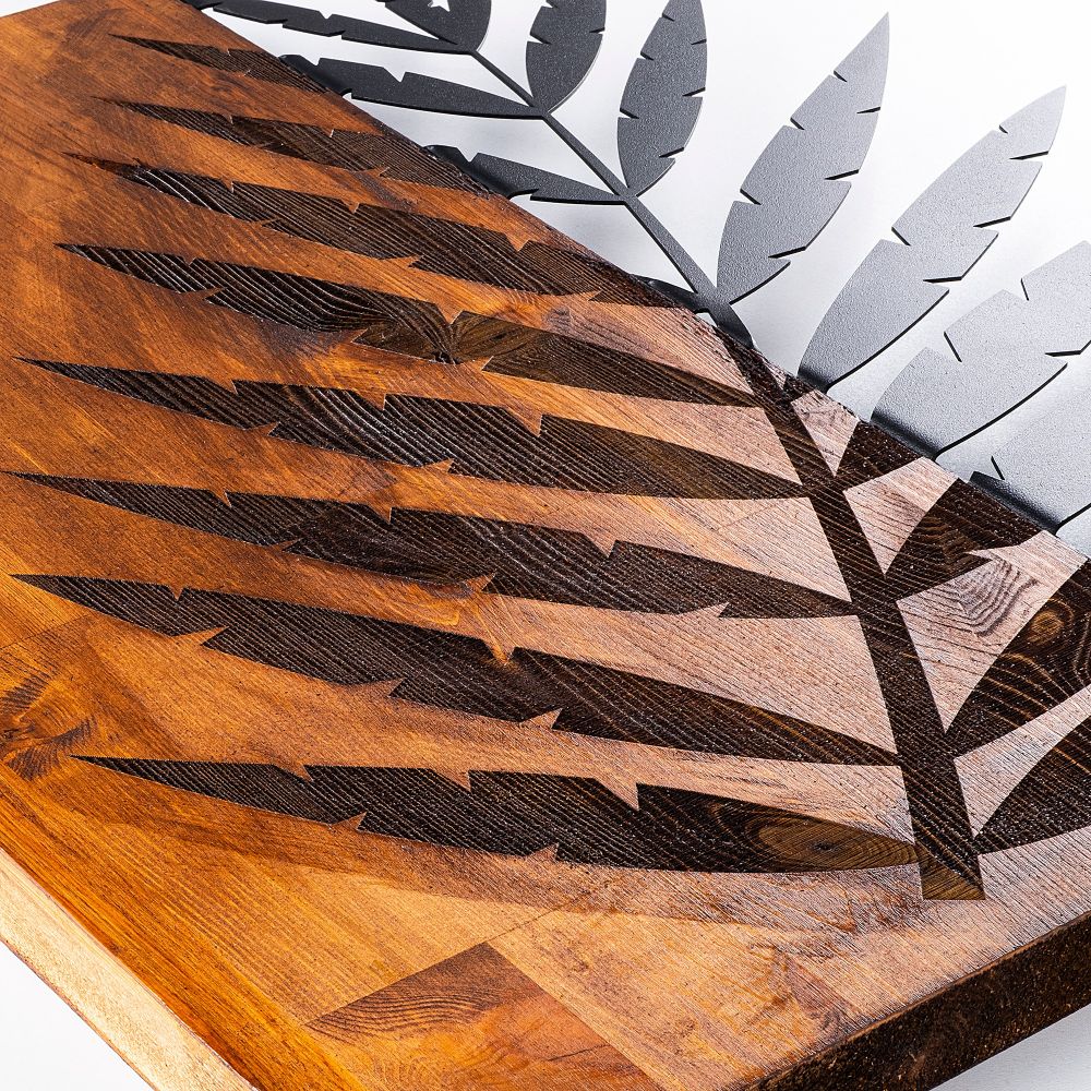 Dekorativni Zidni Ukras Leaf 3 Walnut u Crnoj Boji slika 4