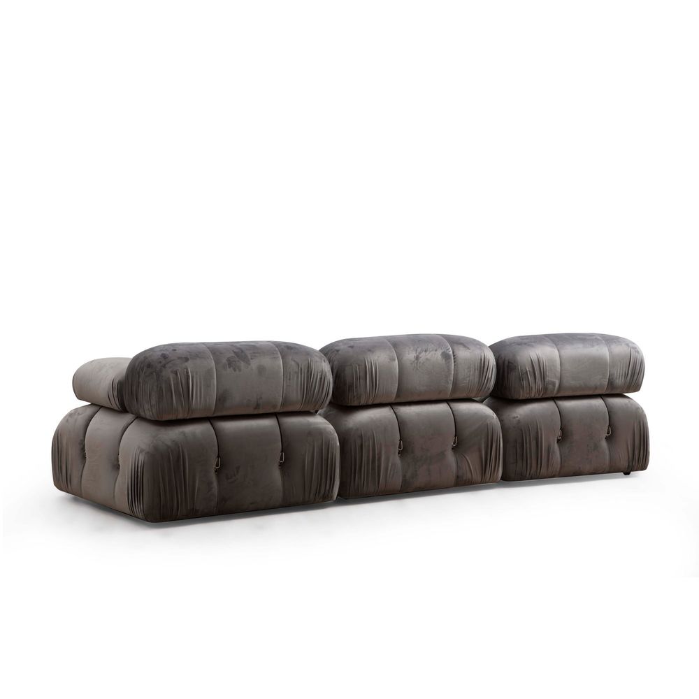 Ugaona Sofa 'Bubble Corner' (L1-O1-1R -Puf) - Siva slika 3