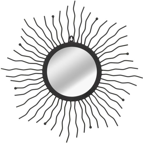 Zidno ogledalo u obliku sunca 60 cm crno slika 1