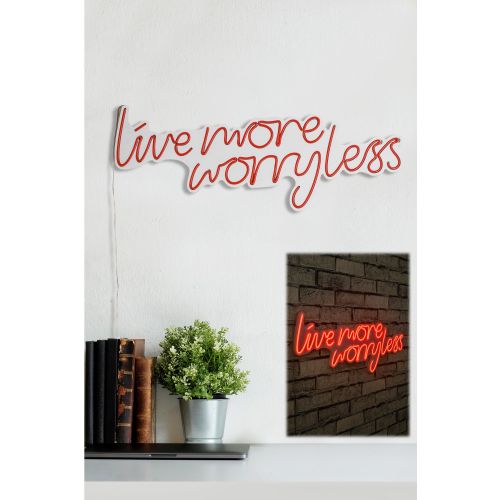 Wallity Ukrasna plastična LED rasvjeta, Live More Worry Less - Red slika 12