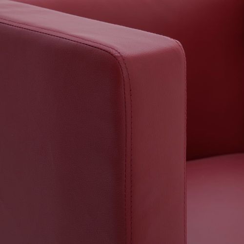 Kockasta fotelja od umjetne kože crvena boja vina slika 21