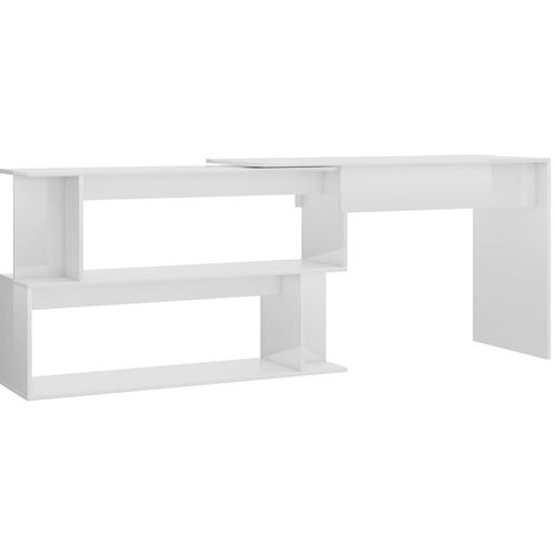 Kutni radni stol visoki sjaj bijeli 200 x 50 x 76 cm od iverice slika 32