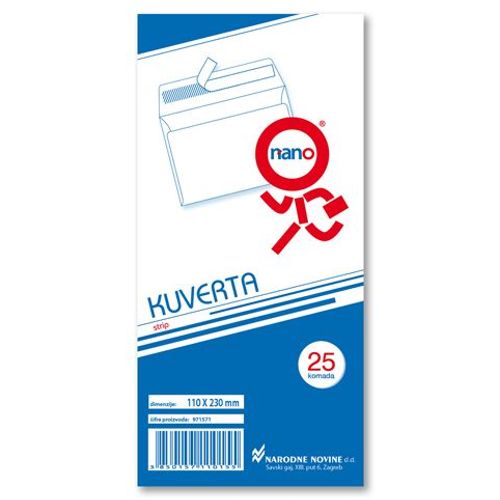 Kuverte 110x230 mm ABT strip, bijela, 25/1 slika 2