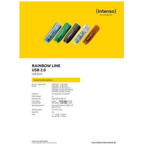 (Intenso) USB Flash drive 32GB Hi-Speed USB 2.0,Rainbow Line,TRANSP. - USB2.0-32GB/Rainbow slika 4