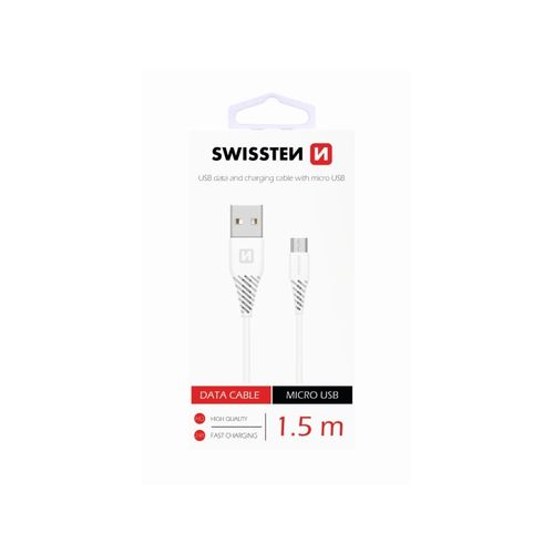 SWISSTEN kabel USB/microUSB, 1.5m, microUSB priključak 6.5mm, bijeli slika 1