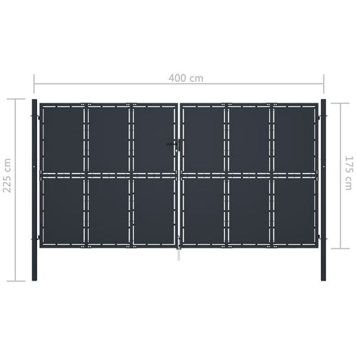 Vrtna vrata čelična 400 x 175 cm antracit slika 18