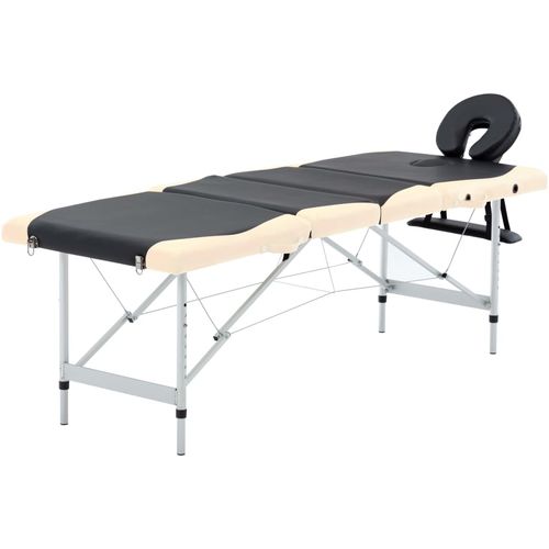 Sklopivi masažni stol s 4 zone aluminijski crno-bež slika 10