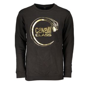 CAVALLI CLASS MEN'S BLACK ZIP-OUT SWEATSHIRT