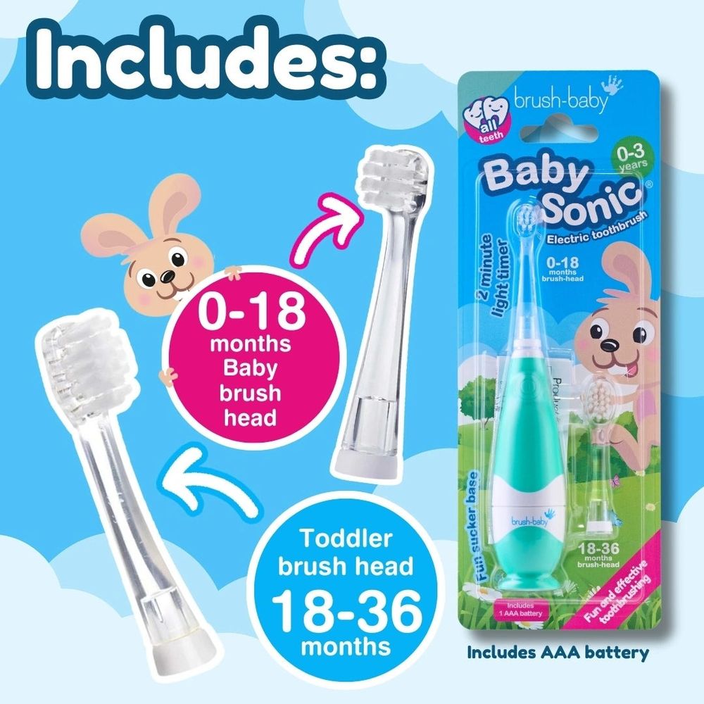 Brush-Baby Dječija električna četkica BabySonic (0-3 godine), Tirkiz slika 4