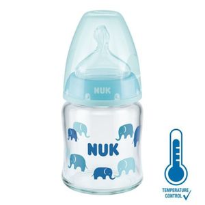 NUK Staklena flašica First Choice sa indikatorom temperature 120ml 0-6mj, Plava