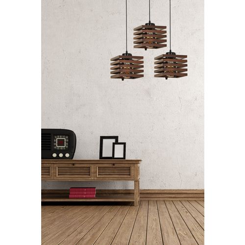 Cara Ahşap 3 Lü Sıralı Ceviz Sarkıt Brown Chandelier slika 1