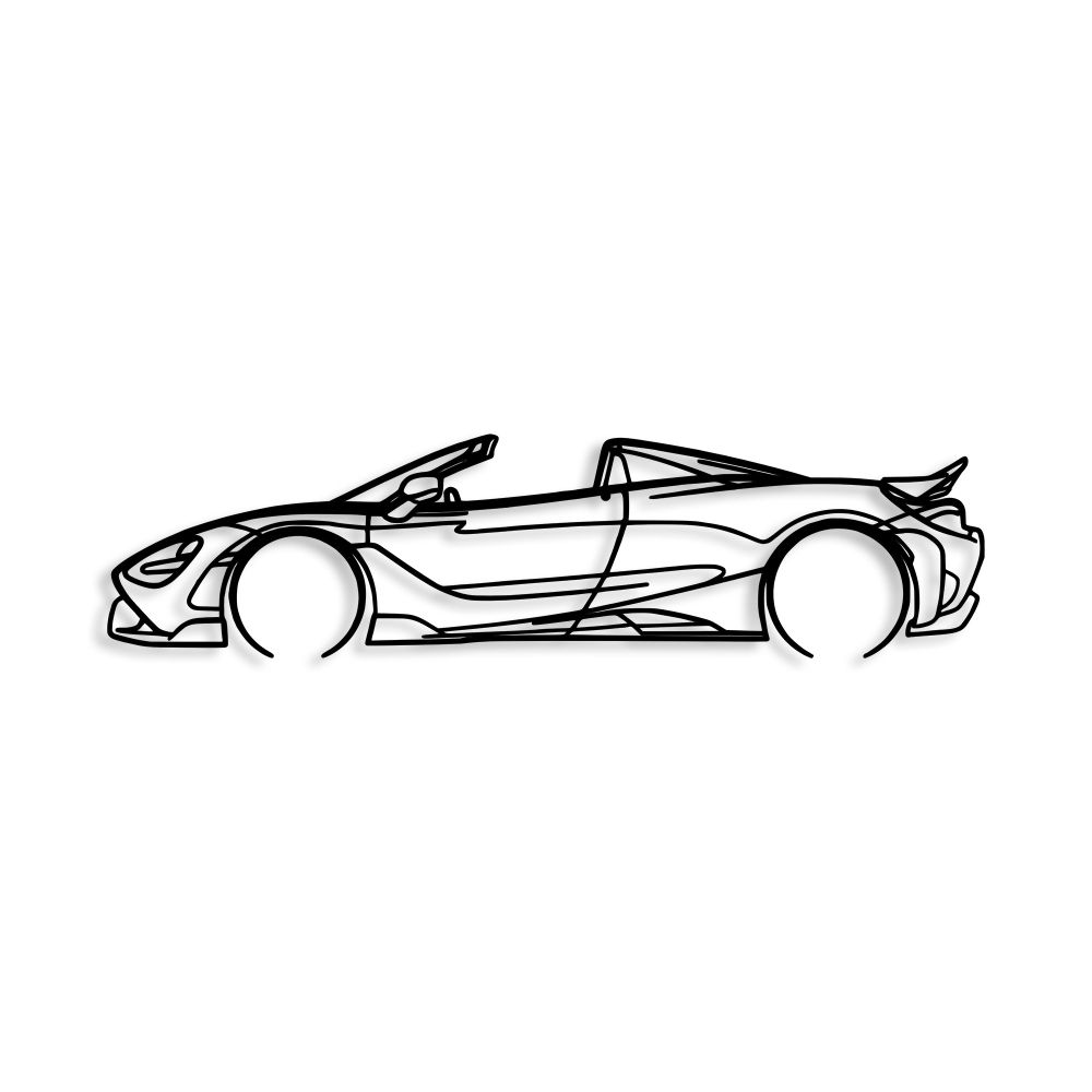 Dekorativni Metalni Zidni Ukras McLaren 720S Silueta u Crnoj Boji slika 4