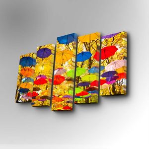 5PUC-051 Multicolor Decorative Canvas Painting (5 Pieces)