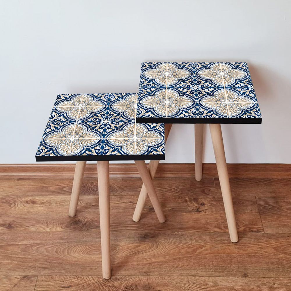 Nesting stolovi 2Shp40 - (2 komada) - boje: mornarsko plava, bijela, krema slika 1