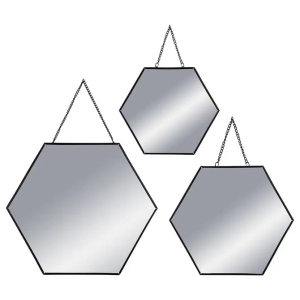 Atmosphera ogledalo hexagonal 30x0,4x25,8cm staklo/metal crno set 3/1