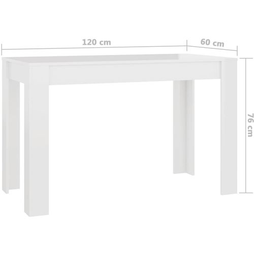 Blagovaonski stol visoki sjaj bijeli 120 x 60 x 76 cm iverica slika 27