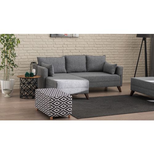 Atelier Del Sofa Tabure, Crno Bijela, Lotus - Black, White slika 3